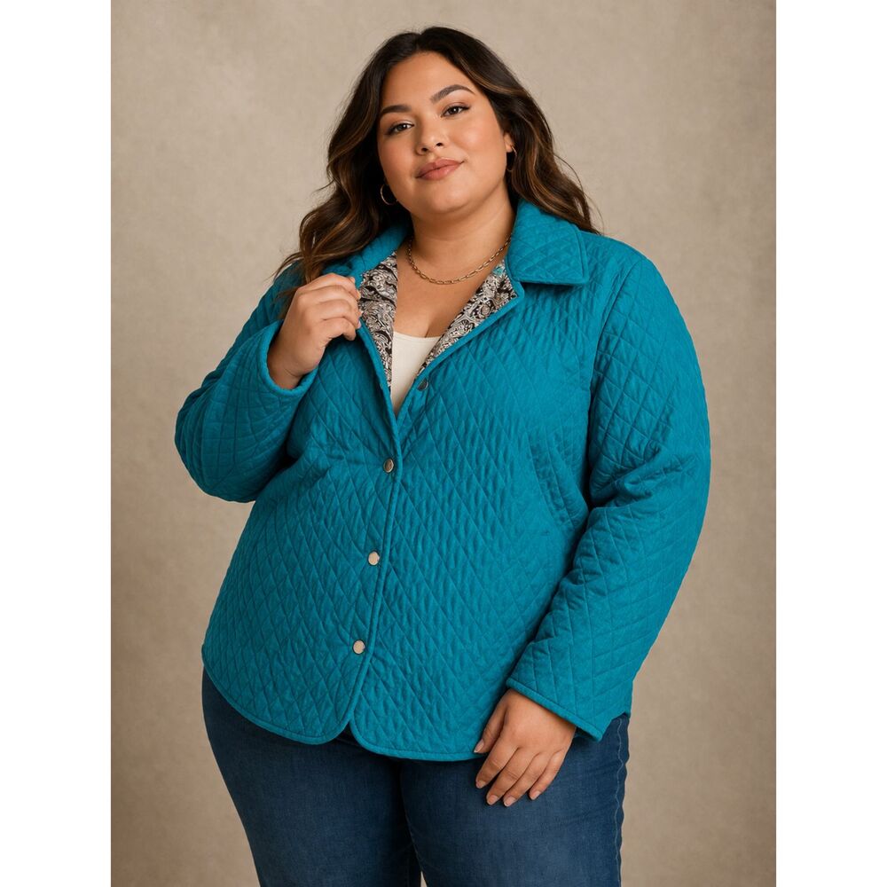 Briggs Of New York Retro Diamond Stitch Quilted Lightweight Jacket Plus Size 3X